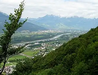 De Rijn gezien vanuit Liechtenstein