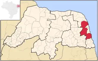 Ligging van de Braziliaanse microregio Macaíba in Rio Grande do Norte