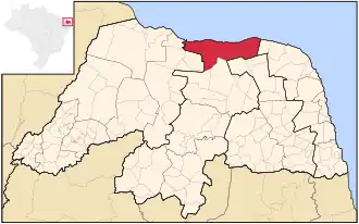 Ligging van de Braziliaanse microregio Macau in Rio Grande do Norte
