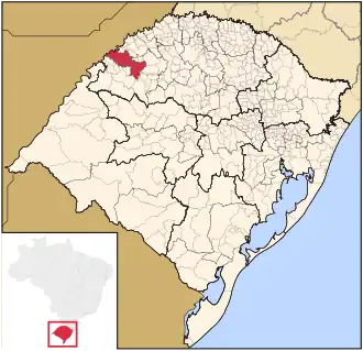 Ligging van de Braziliaanse microregio Cerro Largo in Rio Grande do Sul