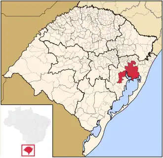 Ligging van de Braziliaanse microregio Porto Alegre in Rio Grande do Sul