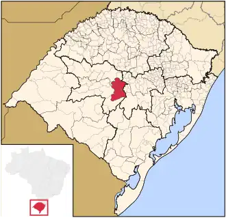 Ligging van de Braziliaanse microregio Restinga Seca in Rio Grande do Sul