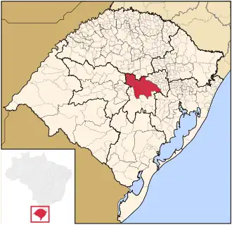 Ligging van de Braziliaanse microregio Santa Cruz do Sul in Rio Grande do Sul