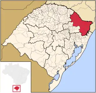 Ligging van de Braziliaanse microregio Vacaria in Rio Grande do Sul
