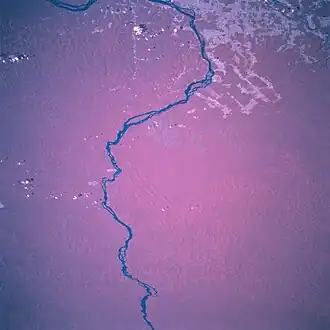 Xingu-rivier vanuit de ruimte gezien