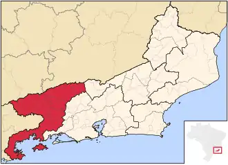 Ligging van de Braziliaanse mesoregio Sul Fluminense in Rio de Janeiro
