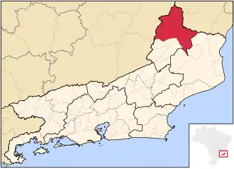 Ligging van de Braziliaanse microregio Itaperuna in Rio de Janeiro