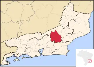 Ligging van de Braziliaanse microregio Nova Friburgo in Rio de Janeiro