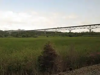 De brug gezien vanuit de train van Amtrak