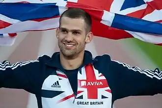 Grabarz viert zijn overwinning op de EK van 2012, Helsinki.