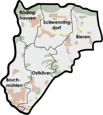 De Ortsteile van Rödinghausen