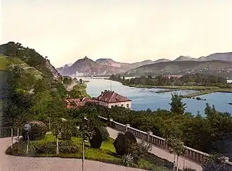 Gezicht op Rolandseck en Nonnenwerth, circa 1900