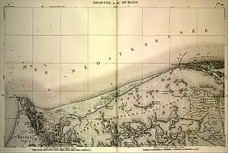 19e-eeuwse kaart van het Boeroelloes-meer