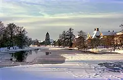 Bevroren Svartån in het stadsdeel Rosta, Örebro, in 1975