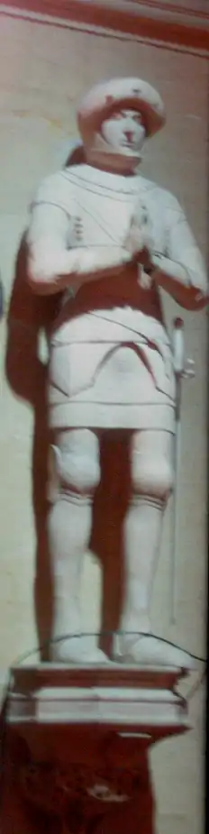 Het graf van markgraaf Rudolf IV van Sausenberg in de kapittelkerk van Neuchâtel.