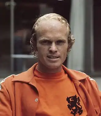 Geels in 1974 als speler van het Nederlands voetbalelftal