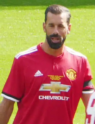 Van Nistelrooij tijdens een benefietwedstrijd van Manchester United, 2017