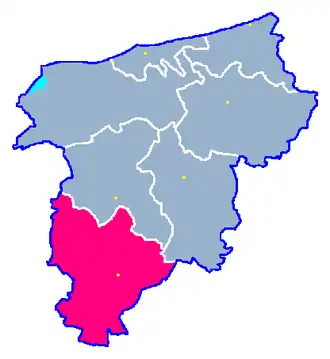 Ligging van de gemeente binnen de powiat