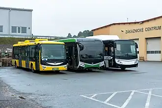 Drie generaties SOR-bussen in Libchavy (2021 - middelste = nieuwste)