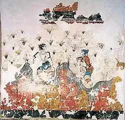 De saffraanpluksters  fresco in Akrotiri