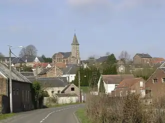 Binnenkomen van het dorp