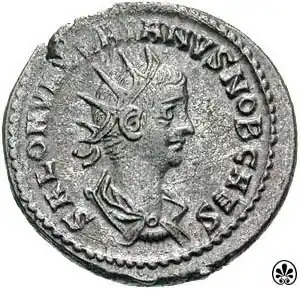 Portret van Saloninus op een antoninianus.Bron: Classical Numismatic Group, Inc. (CNG).