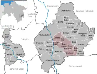 Kaart van Samtgemeinde Asse