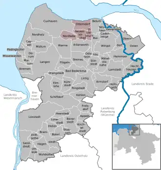 Kaart van Samtgemeinde Hadeln