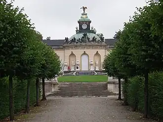 Het exterieur van de Bildergalerie vanuit het zuiden