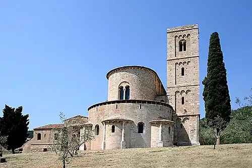 Apsidiolen, abdij Sant'Antimo, Montalcino, [[Toscane (hoofdbetekenis)|]]