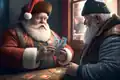 Santa Claus speelt kaart met Olentzero, 30 november 2022