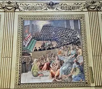 Fresco: een zitting van het Concilie van Trente
