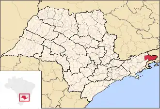 Ligging van de Braziliaanse microregio Bananal in São Paulo