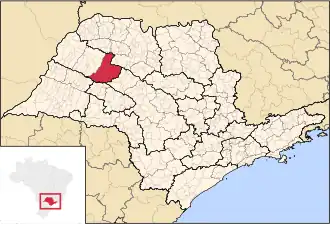 Ligging van de Braziliaanse microregio Birigui in São Paulo