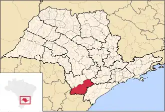 Ligging van de Braziliaanse microregio Capão Bonito in São Paulo
