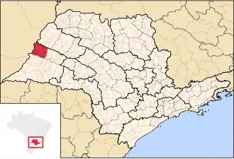 Ligging van de Braziliaanse microregio Dracena in São Paulo