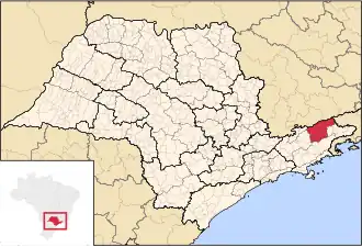 Ligging van de Braziliaanse microregio Guaratinguetá in São Paulo