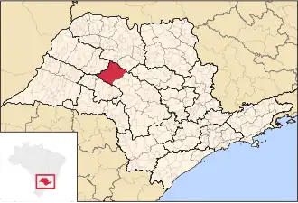 Ligging van de Braziliaanse microregio Lins in São Paulo