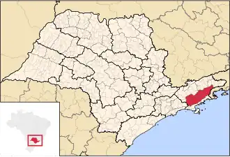 Ligging van de Braziliaanse microregio Paraibuna e Paraitinga in São Paulo