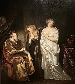 Sara brengt Hagar bij Abraham  1673, olieverf op paneel, 59,5 x 50,5 cm, The Leiden Collection