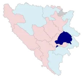 Kaart van Istočno Sarajevo