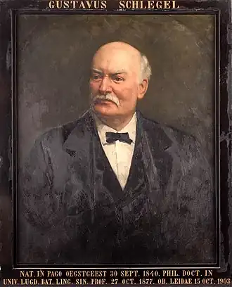 Leids hooglerarenportret van Gustaaf Schlegel door Thérèse Schwartze. (Collectie Universiteitsbibliotheek Leiden).