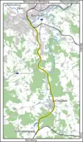 Trajectkaart spoorlijn Schnabelwaid-Bayreuth