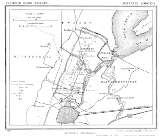 Kaart van de gemeente Schoten rond 1870
