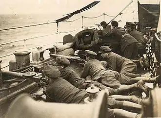 Soldaten van het Nationale Leger aan boord van een schip in 1922.