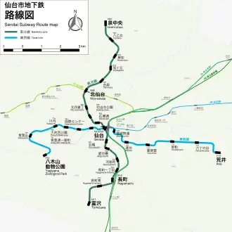 Metrokaart van Sendai