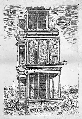 De ruïne van het Septizonium op een ets uit 1582