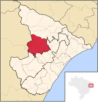 Ligging van de Braziliaanse microregio Carira in Sergipe