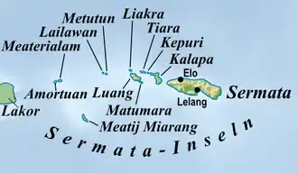 Kaart van Sermata-eilanden