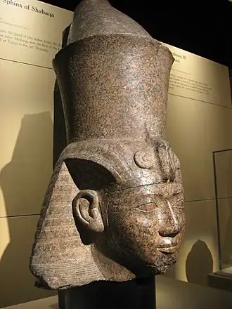 Hoofd van sfinx-beeld van farao ShabakaEgyptisch Museum